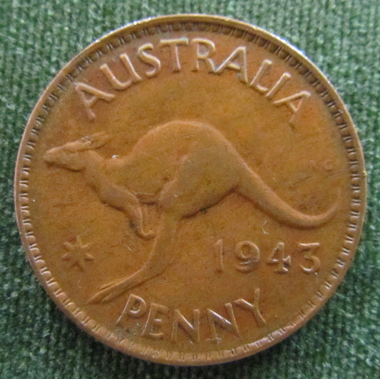 Australian 1943Y. 1d 1 Penny King George VI Coin