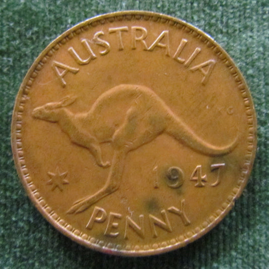 Australian 1947 1d 1 Penny King George VI Coin