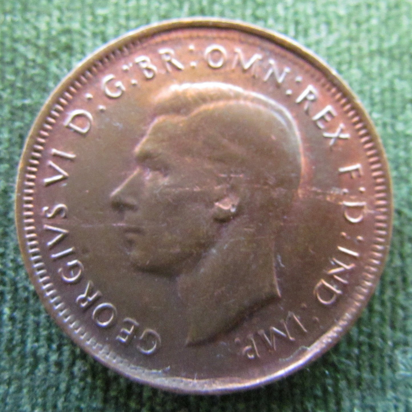 Australian 1947 Y. 1/2d Half Penny King George VI Coin - Variety Low Circulation Lamination Error