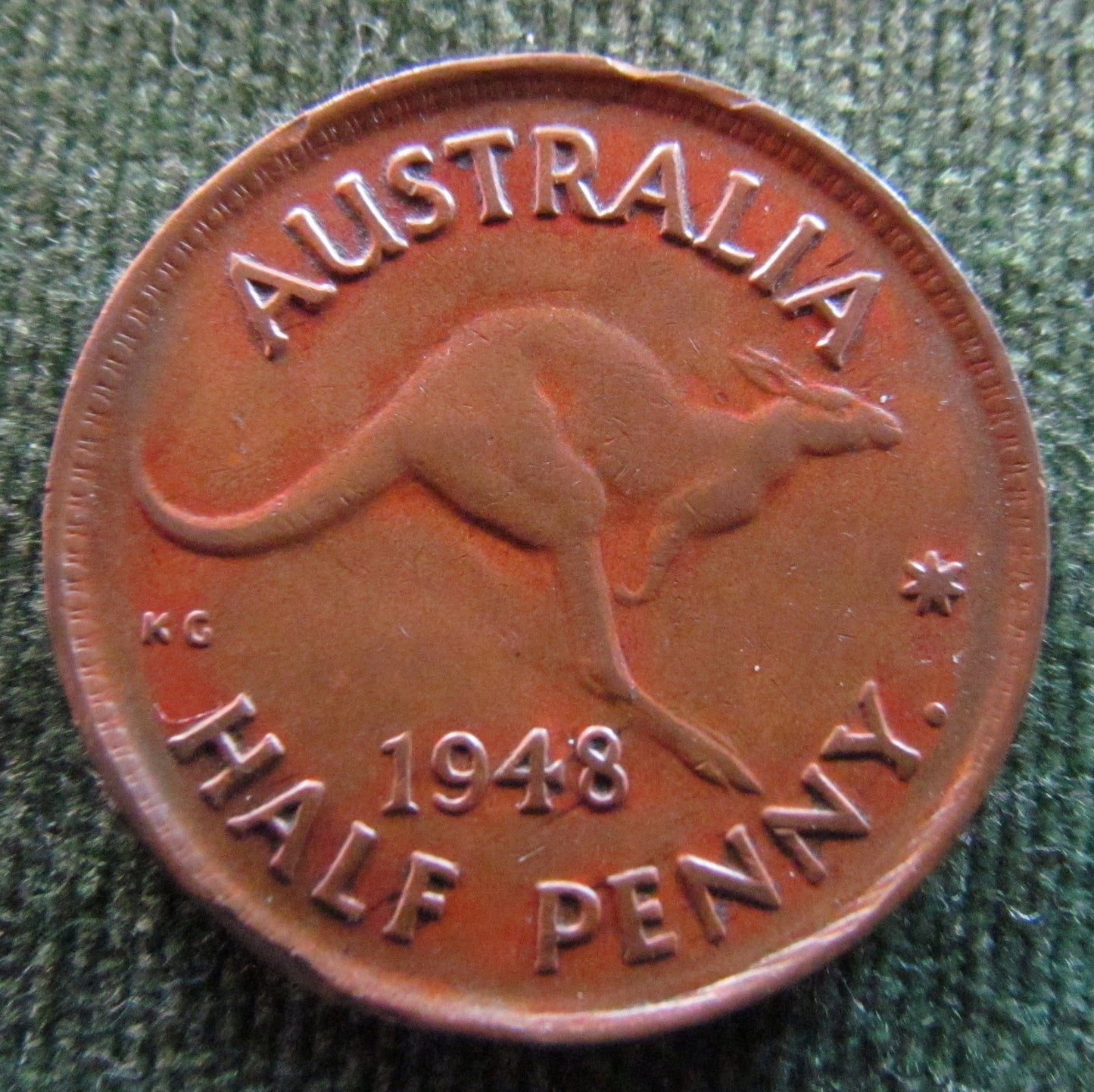 Australian 1948 1/2d Half Penny King George VI Coin - Variety Clipped Error Rim