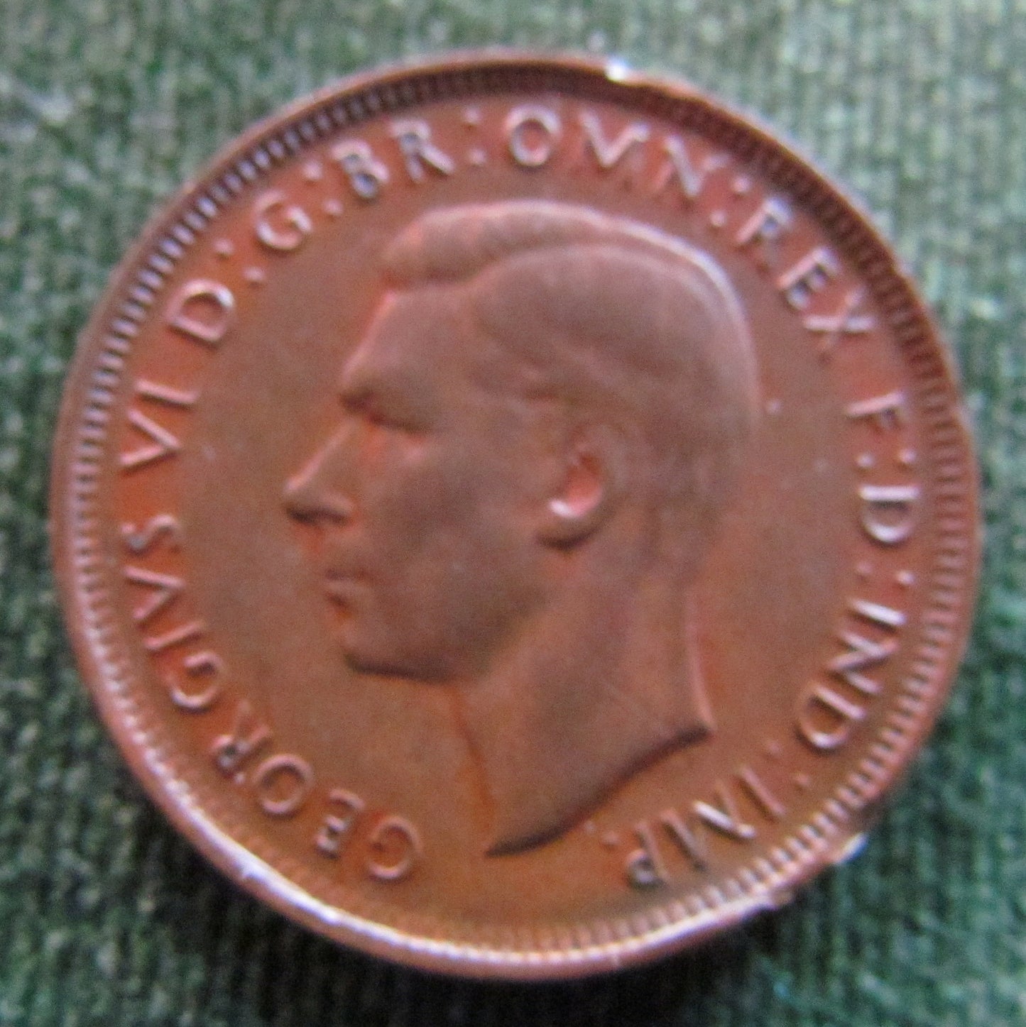 Australian 1948 1/2d Half Penny King George VI Coin - Variety Clipped Error Rim