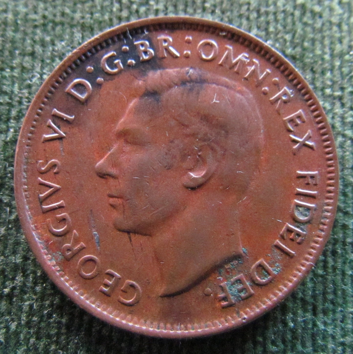 Australian 1949 Y. 1/2d Half Penny King George VI Coin - Variety Error Rim