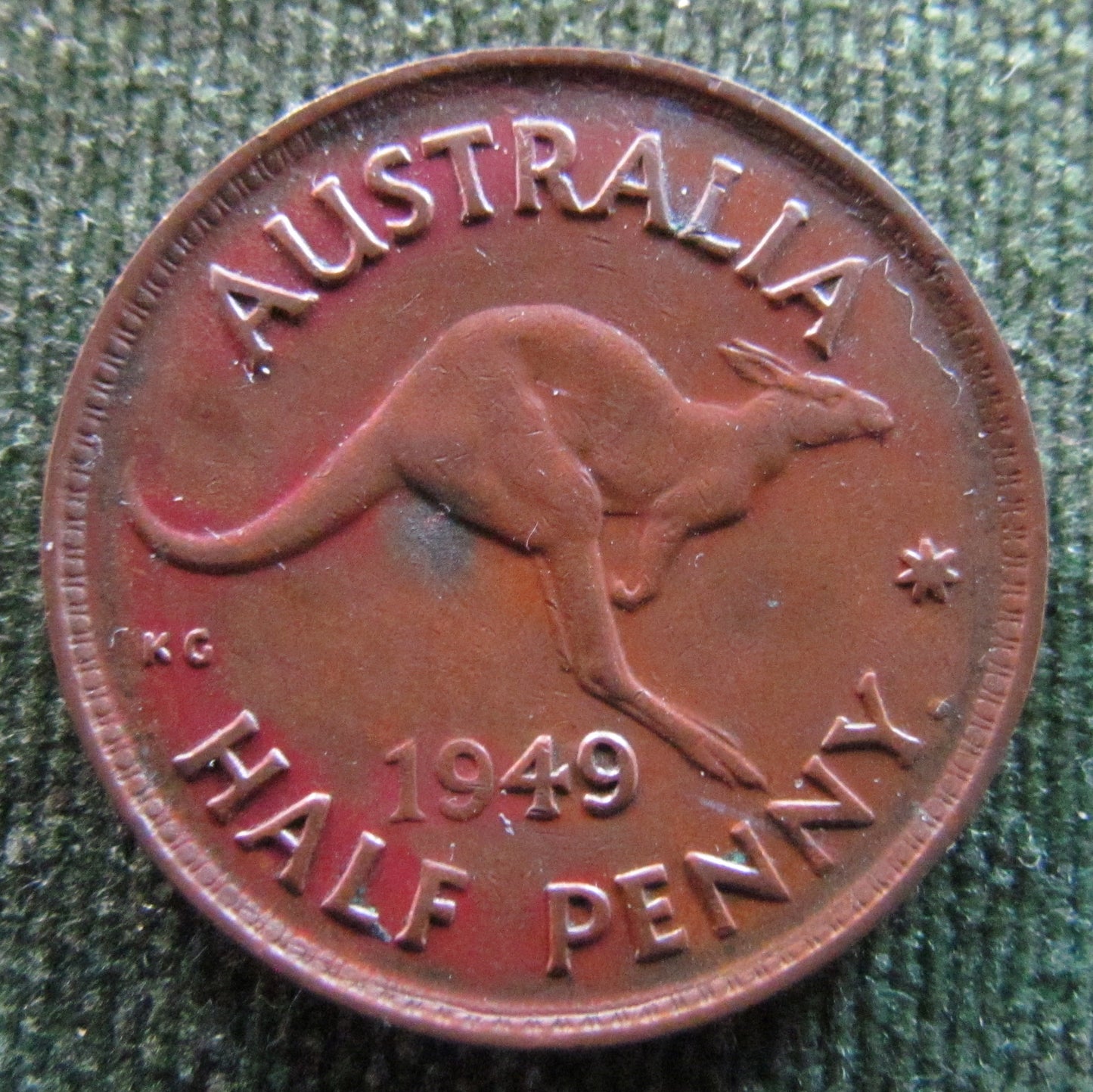 Australian 1949 Y. 1/2d Half Penny King George VI Coin - Variety Minor Rim Error