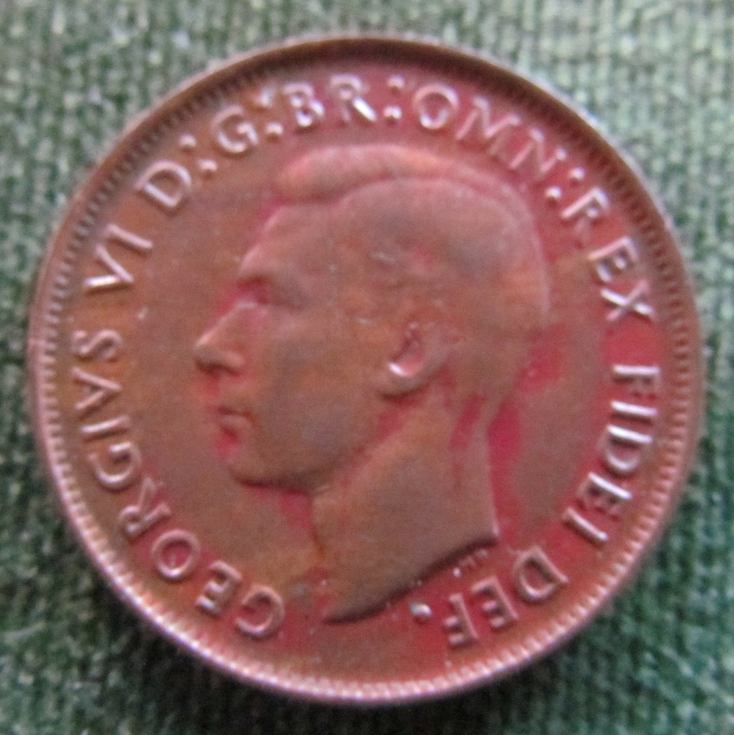 Australian 1949 Y. 1/2d Half Penny King George VI Coin - Variety Minor Rim Error