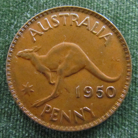 Australian 1950 1d 1 Penny King George VI Coin