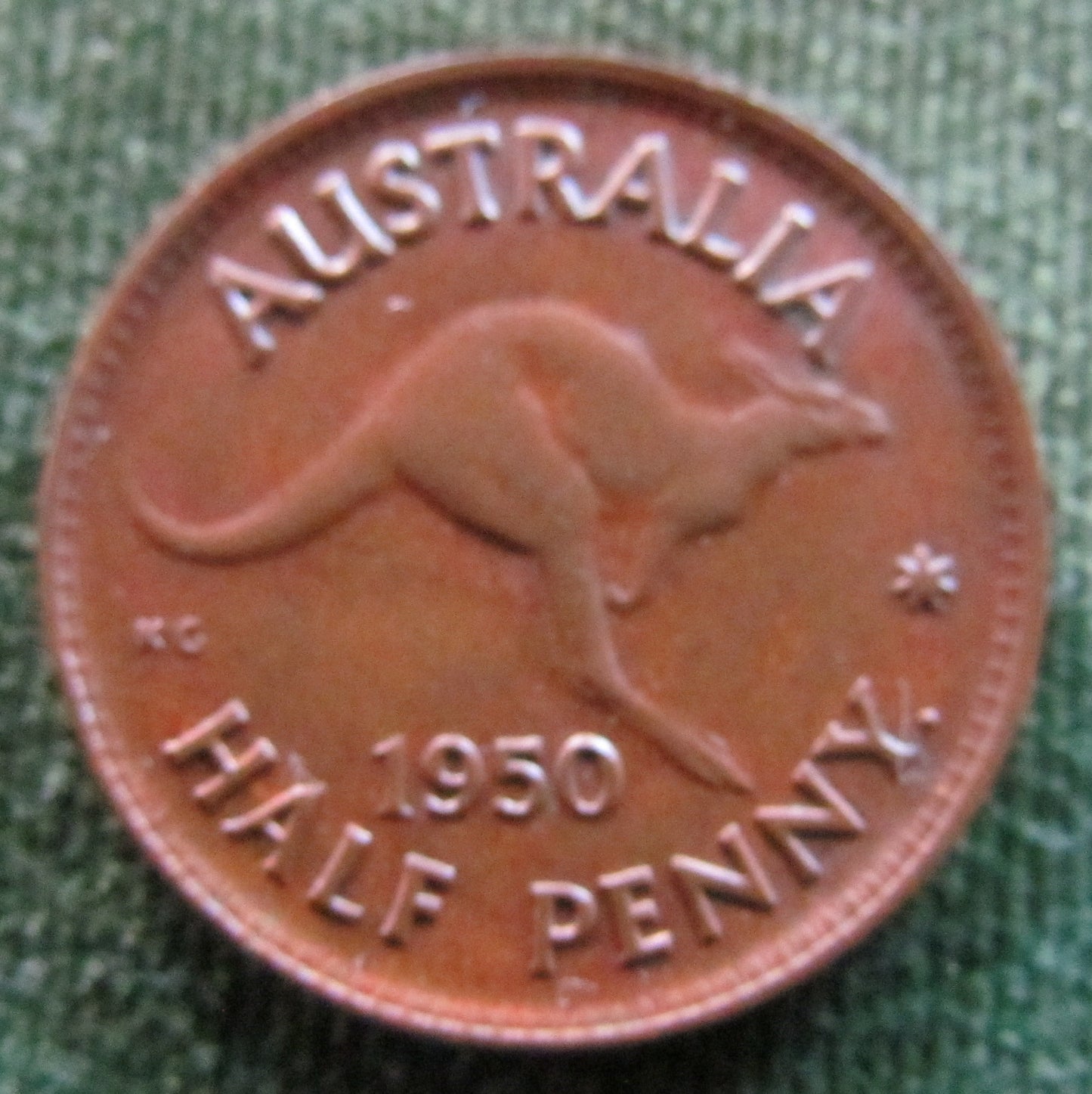 Australian 1950 Y. 1/2d Half Penny King George VI Coin - Variety Die Crack