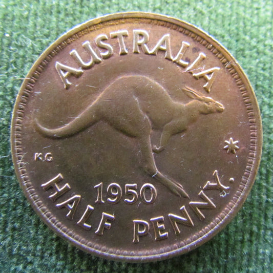Australian 1950Y. 1/2d Half Penny King George VI Coin - Low Circulation