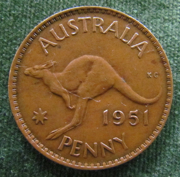 Australian 1951 1d 1 Penny King George VI Coin
