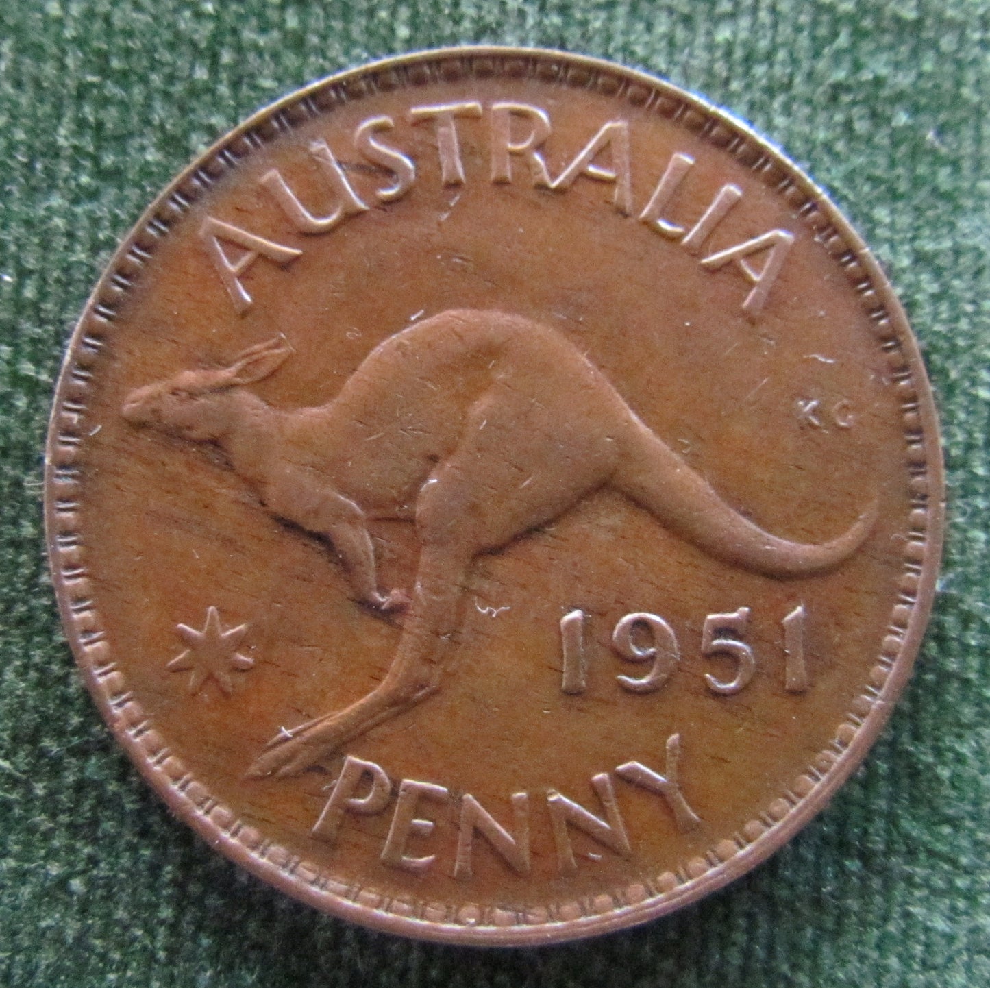 Australian 1951 1d 1 Penny King George VI Coin - Variety Die Crack Error