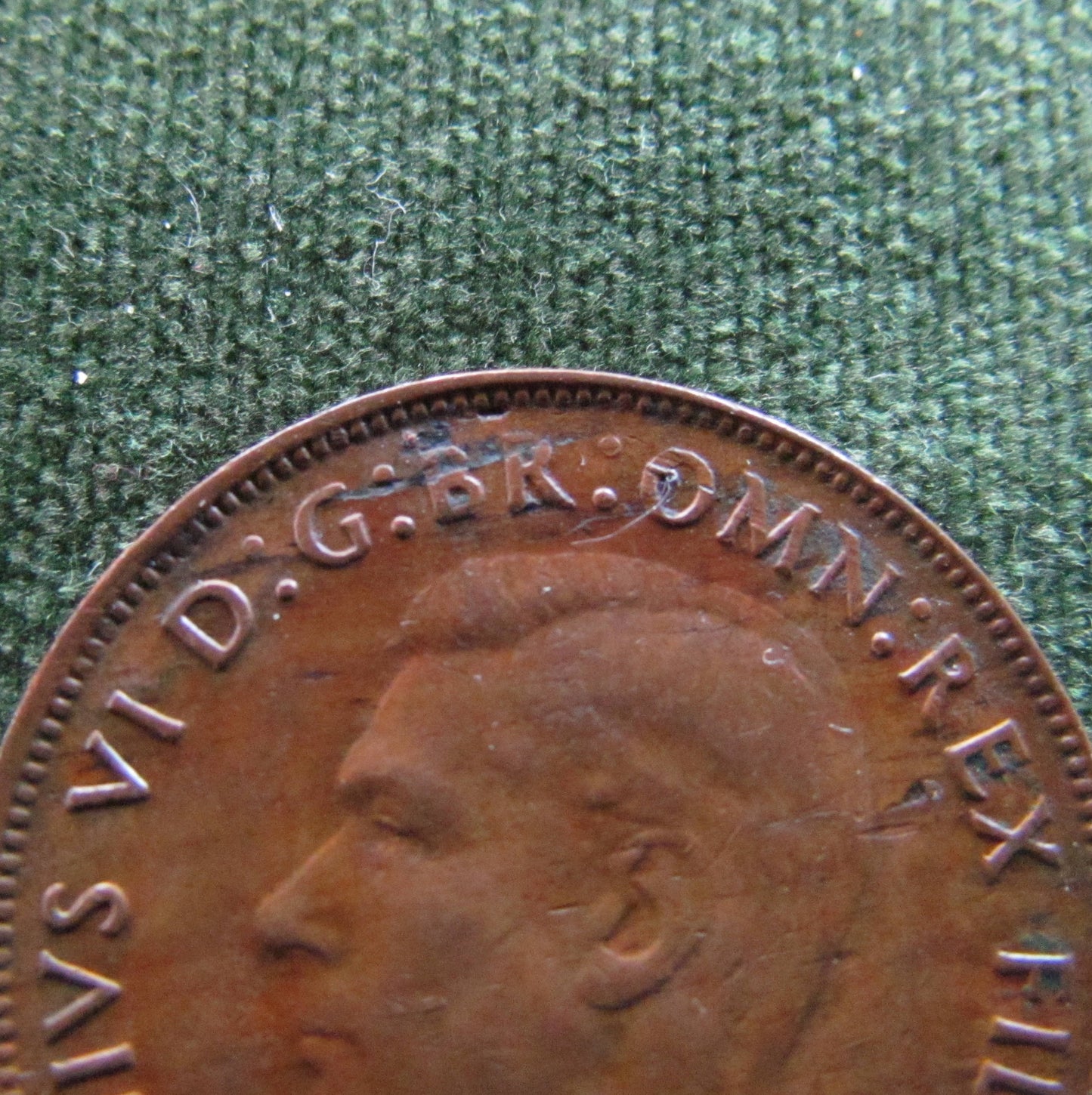 Australian 1951 1d 1 Penny King George VI Coin - Variety Die Crack Error
