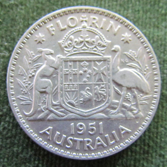 Australian 1951 2/- Florin King George VI Coin Graded VF - Variety Planchet Error