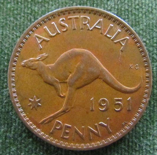 Australian 1951PL 1d 1 Penny King George VI Coin