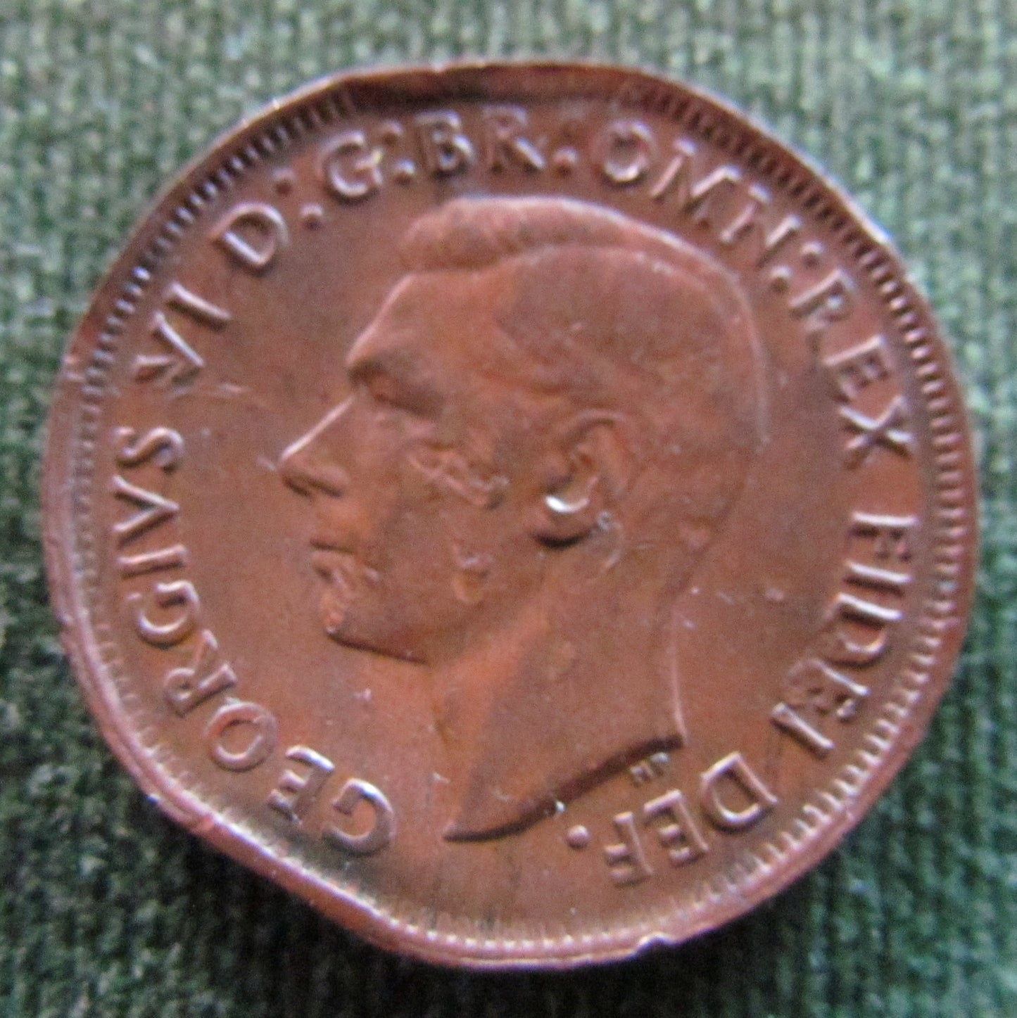 Australian 1951 Y. 1/2d Half Penny King George VI Coin - Variety Clipped