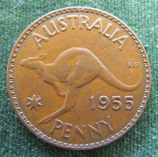 Australian 1955 1d 1 Penny Queen Elizabeth II Coin