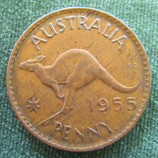 Australian 1955Y. 1d 1 Penny Dot Queen Elizabeth II Coin