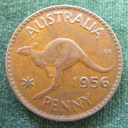 Australian 1956 1d 1 Penny Queen Elizabeth II Coin