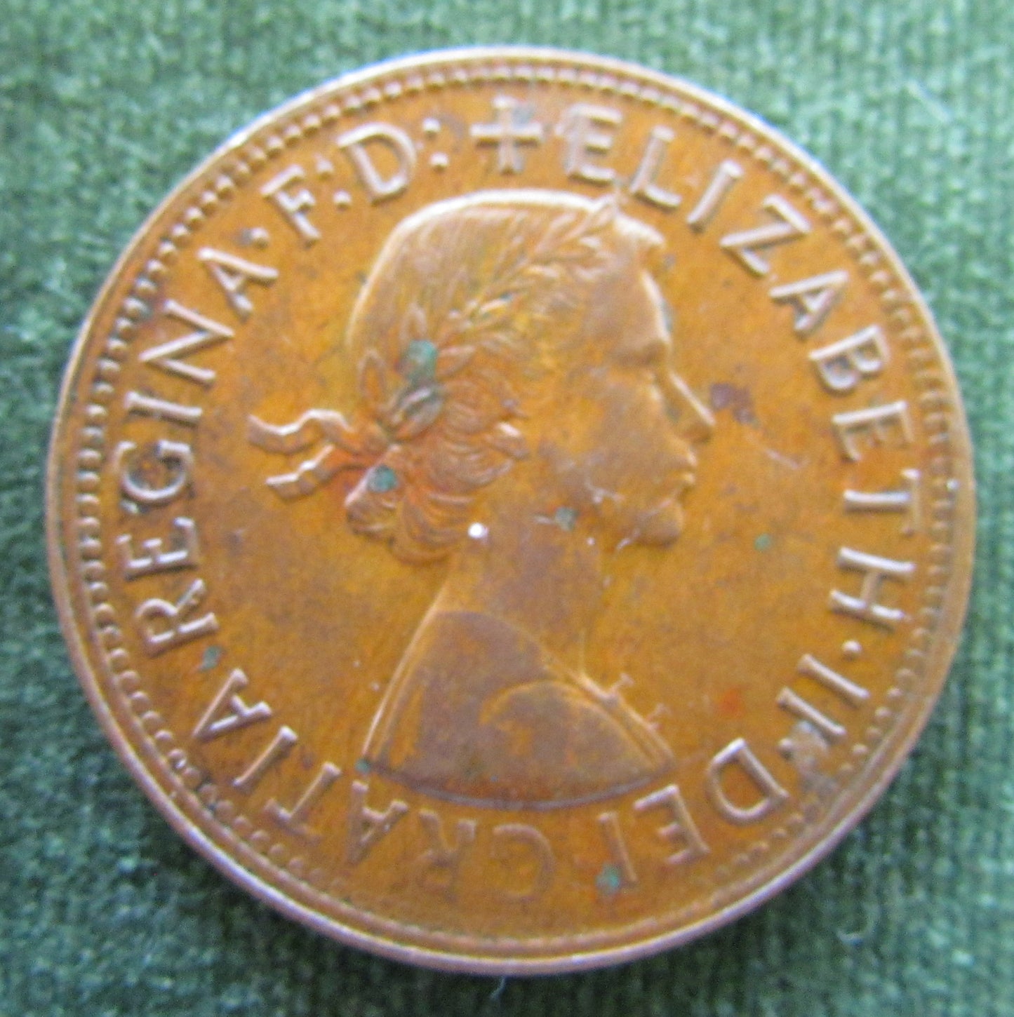 Australian 1956 1d 1 Penny Queen Elizabeth II Coin