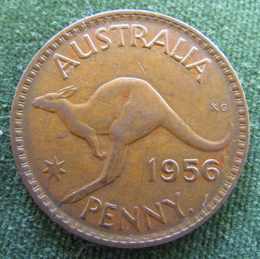 Australian 1956Y. 1d 1 Penny Queen Elizabeth II Coin