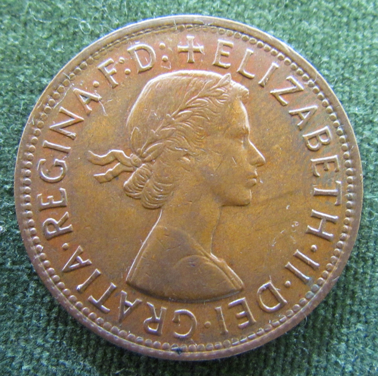 Australian 1956Y. 1d 1 Penny Queen Elizabeth II Coin