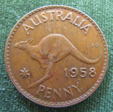 Australian 1958 1d 1 Penny Queen Elizabeth II Coin