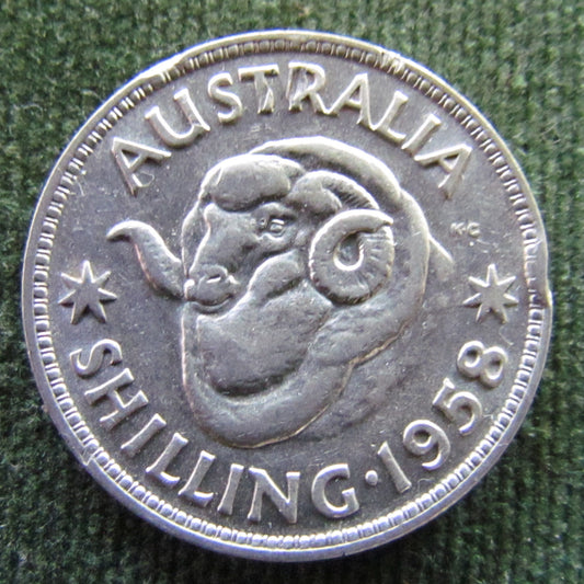 Australian 1958 1/- 1 Shilling Queen Elizabeth II Coin Graded VF Plus - Variety Die Clash