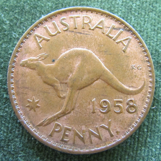 Australian 1958Y. 1d 1 Penny Queen Elizabeth II Coin