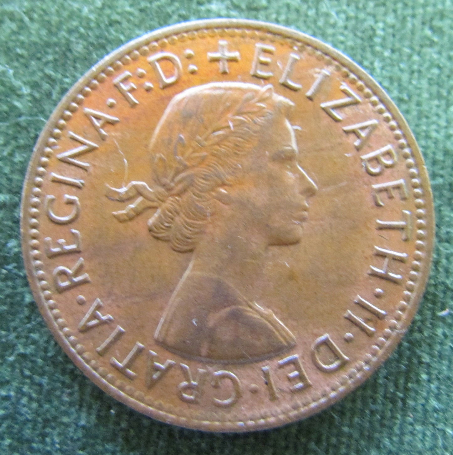 Australian 1958Y. 1d 1 Penny Queen Elizabeth II Coin