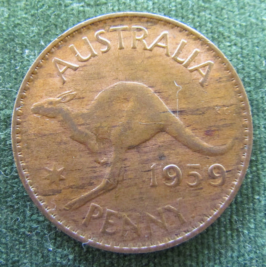 Australian 1959Y. 1d 1 Penny Y Dot Queen Elizabeth II Coin