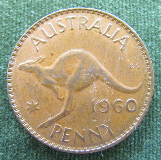Australian 1960 1d 1 Penny Queen Elizabeth II Coin