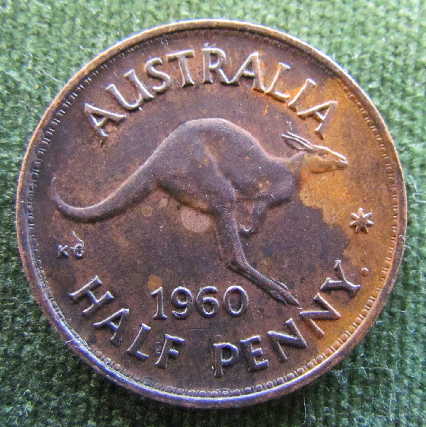 Australian 1960 1/2d Half Penny Queen Elizabeth II Coin - Variety Lamination Error