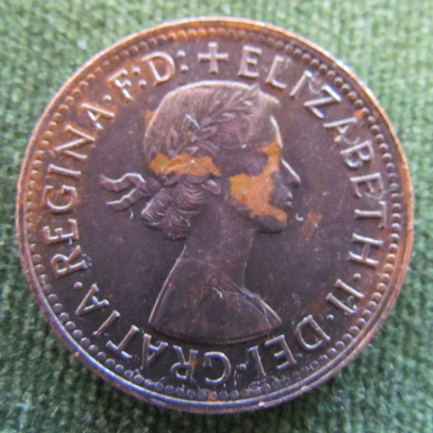Australian 1960 1/2d Half Penny Queen Elizabeth II Coin - Variety Lamination Error