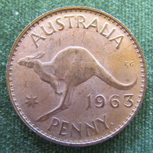 Australian 1963Y. 1d 1 Penny Queen Elizabeth II Coin