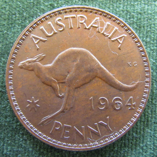 Australian 1964 1d 1 Penny Queen Elizabeth II Coin