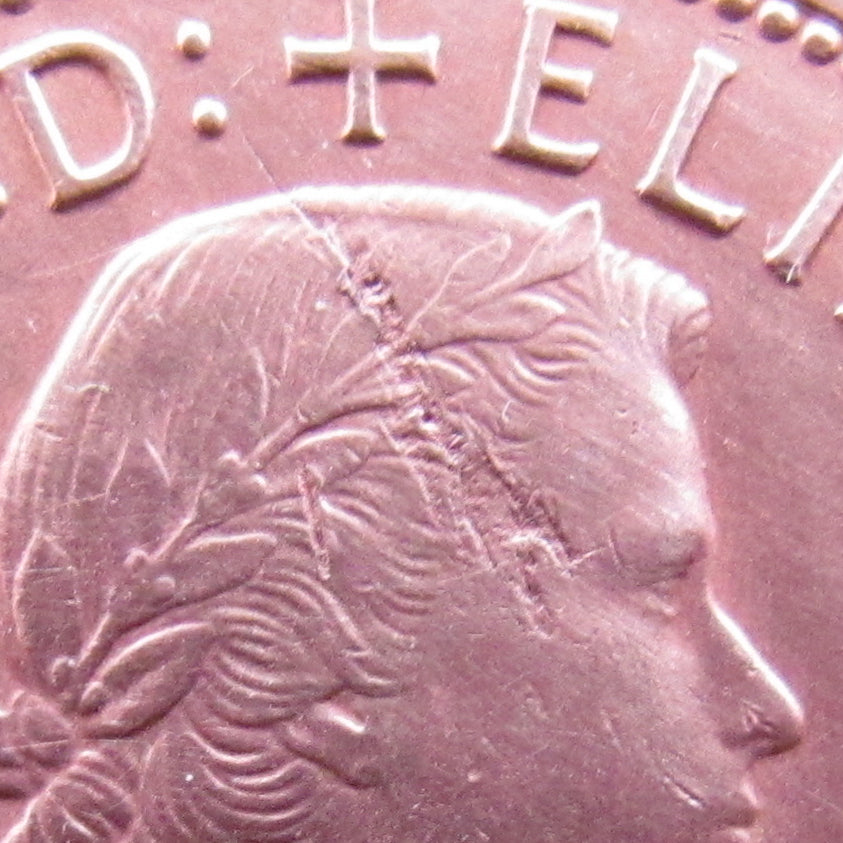 Australian 1964 1d 1 Penny Queen Elizabeth II Coin - Variety Lamination Error