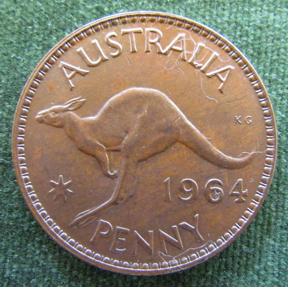 Australian 1964Y. 1d 1 Penny Queen Elizabeth II Coin