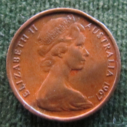 Australian 1967 1 Cent Queen Elizabeth II Coin - Variety Mint Clip
