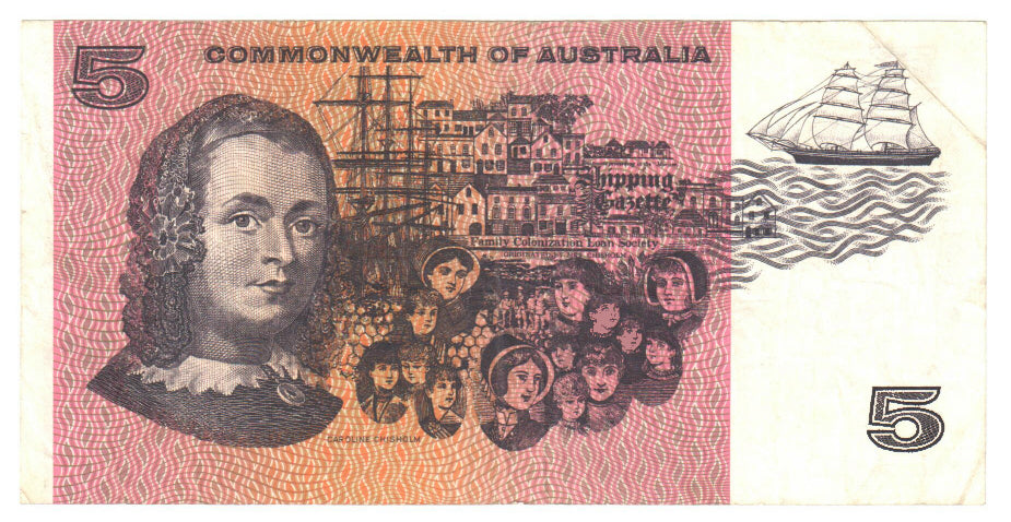 Australian 1967 5 Dollar Coombs Randall COA Note s/n NAL 162977 - Circulated