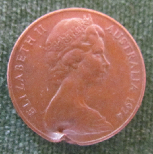 Australian 1974 2 Cent Queen Elizabeth II QEII Coin - Variety Edge Clip
