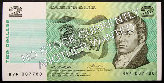 Australian 1976 2 Dollar Knight Wheeler Note s/n - Circulated