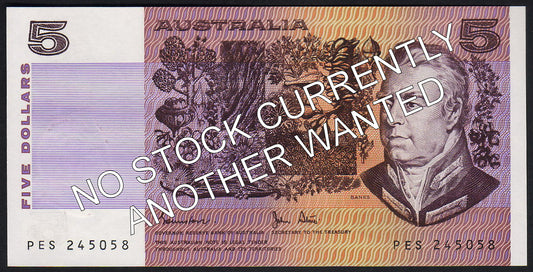 Australian 1983 5 Dollar Johnston Stone Note s/n - Circulated