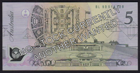 Australian 1993 5 Dollar Fraser Evans Polymer Note s/n - Circulated