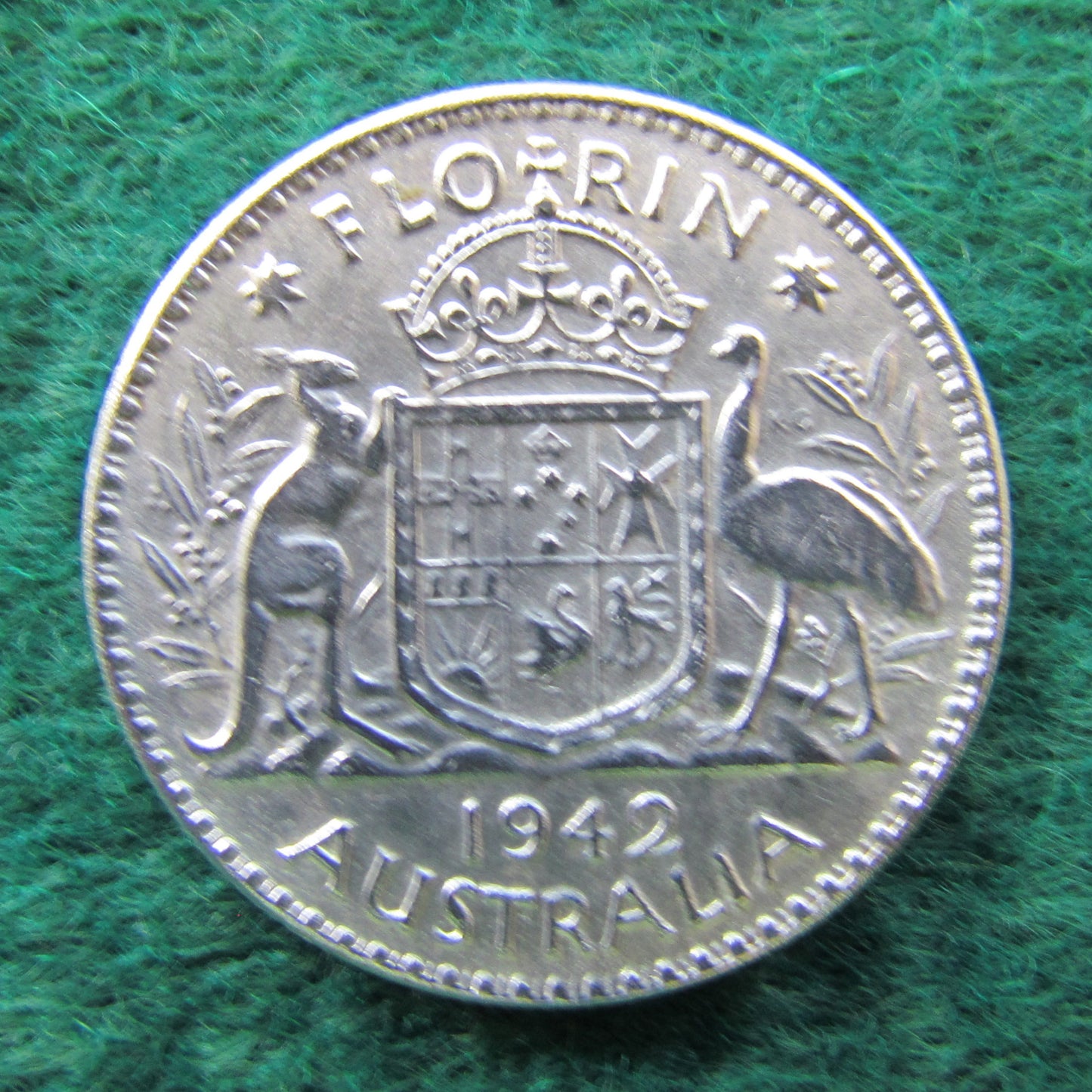 Australian 1942 2/- Florin King George VI Coin - Circulated