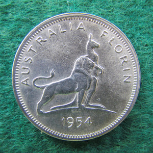 Australian 1954 Royal Visit Florin Queen Elizabeth II Coin - Circulated