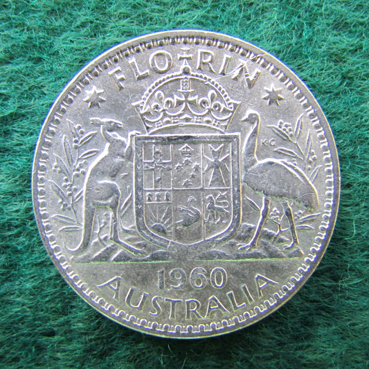 Australian 1960 2/- Florin Queen Elizabeth II Coin - Circulated
