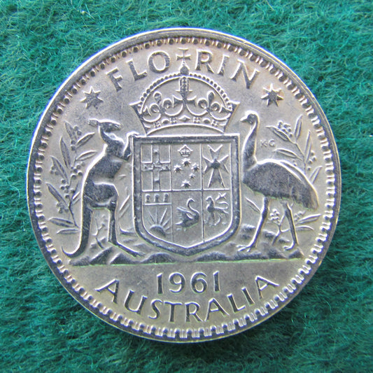 Australian 1961 2/- Florin Queen Elizabeth II Coin - Circulated