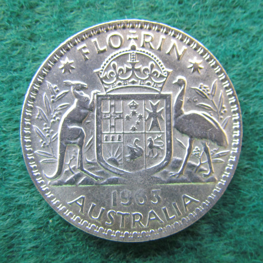 Australian 1963 2/- Florin Queen Elizabeth II Coin - Circulated Variant
