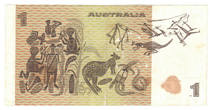 Australian 1976 1 Dollar Knight Wheeler Note  s/n CLH 823580 - Circulated
