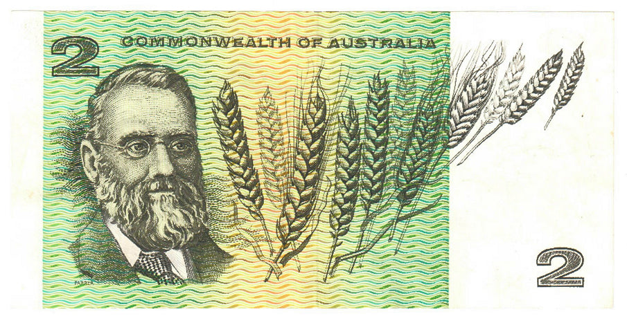 Australian 1968 2 Dollar Phillips Randall COA Note s/n FSK 152173 - Circulated