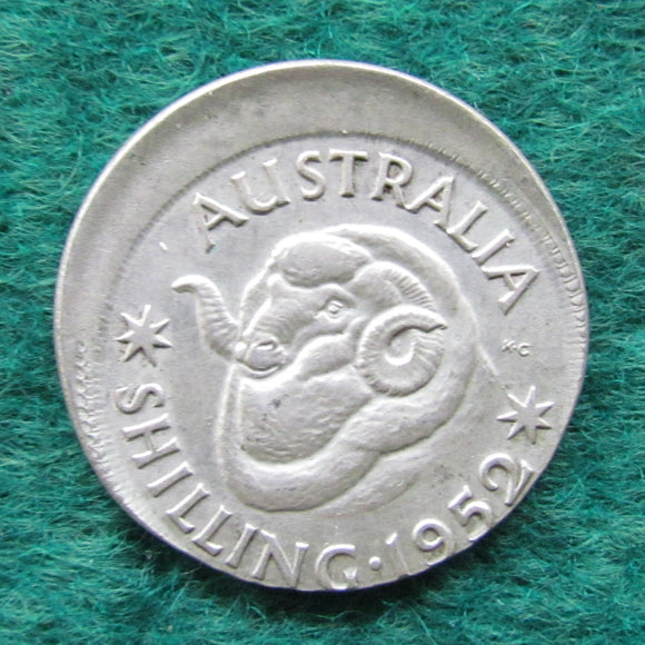 Australian 1952 Shilling Off Centre Strike Variety