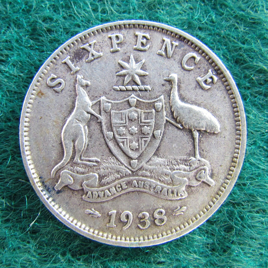 Australian 1938 6d Sixpence King George VI Coin - Circulated